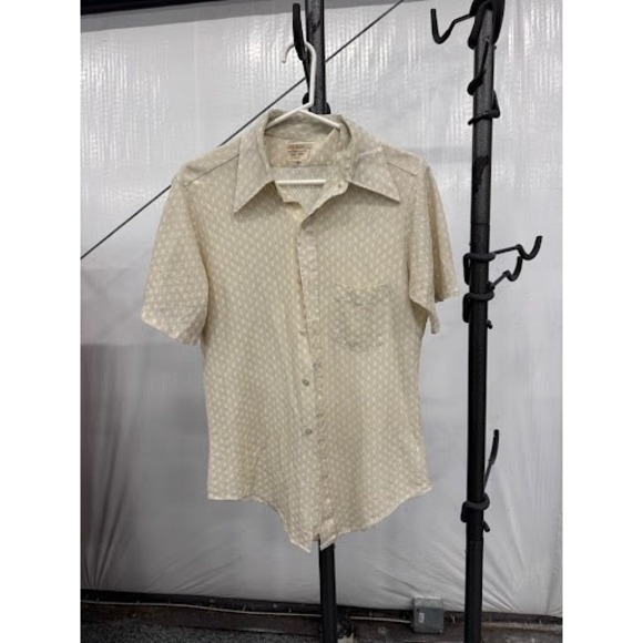 Towncraft Other - Vintage 70s Towncraft JCPenney Penn Prest Shirt Tan Geometric Texture Disco Mens